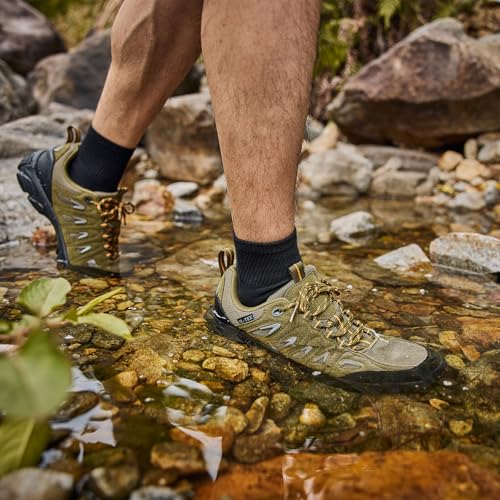 Image of SHULOOK Men's Waterproof Hiking Shoes Lightweight Anti Slip Outdoor Ankle Boots Breathable Hike Trekking Trails Shoe