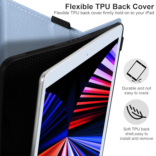 Qribo 対応【 iPad 10.2インチ ケース 2021/2020/2019モデル】iPad 9世代 ケース 優しさ 美しい 漫画のキャラクター ハンドメイド 簡約風 アイパッド10.2 カバー iPad Air3 10.5 インチ 2019 第3世代 タブレットケース 精密なデザイン iPadpro10.5ケース スタンド機能 薄型 折り畳み式 ライトブルー