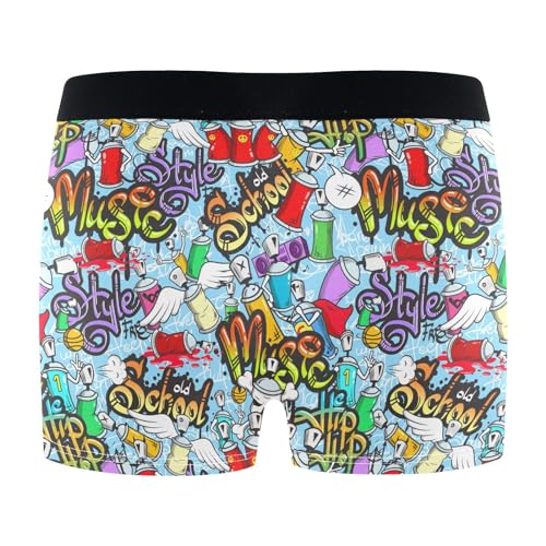 Men's Underwear Cartoon Graffiti Boxer Briefs Soft Comfort Short Leg Trunks S-XXL3