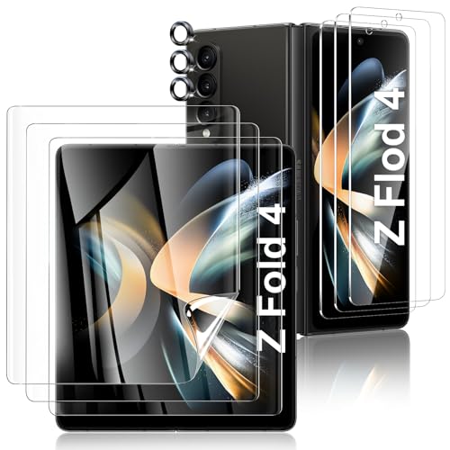Fotbor [3+3+3 Pack Screen Protector Set for Samsung Galaxy Z Fold 4 - Including Inner Screen Flexible Film Back Screen Tempered Glass Protector and 1 Set of Camera Lens Protector