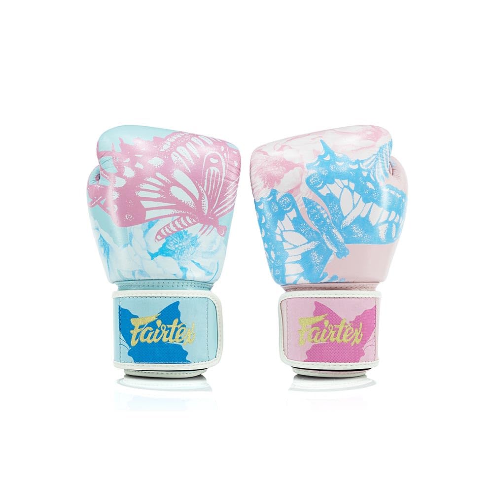 Fairtex Fiore Boxing Gloves – Limited Edition BGV1 Modified Cut, Genuine Leather, Hand-Screened Design, Butterfly Graphic for Muay Thai, Kickboxing & Training