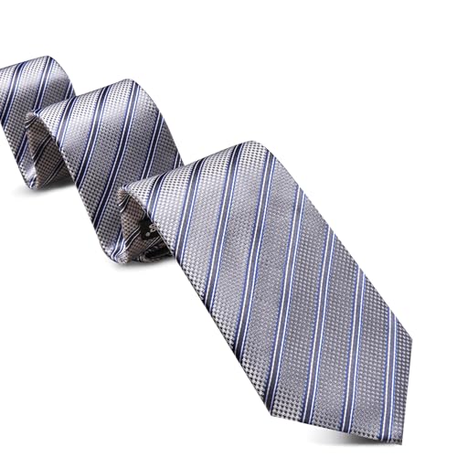 Image of Barry.Wang Tie Sets for Men Silk Stripe Necktie Woven Checkered Handkerchief Cufflinks Formal Business Wedding