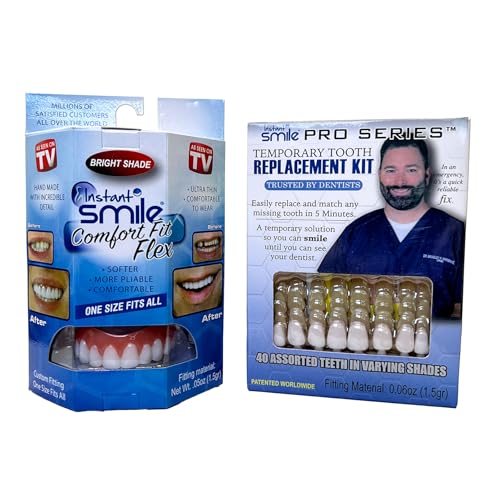 Image of Instant Smile Flex Teeth (Bright White Shade) and Pro Series Tooth Kit - 2 Great Instant Smile Products