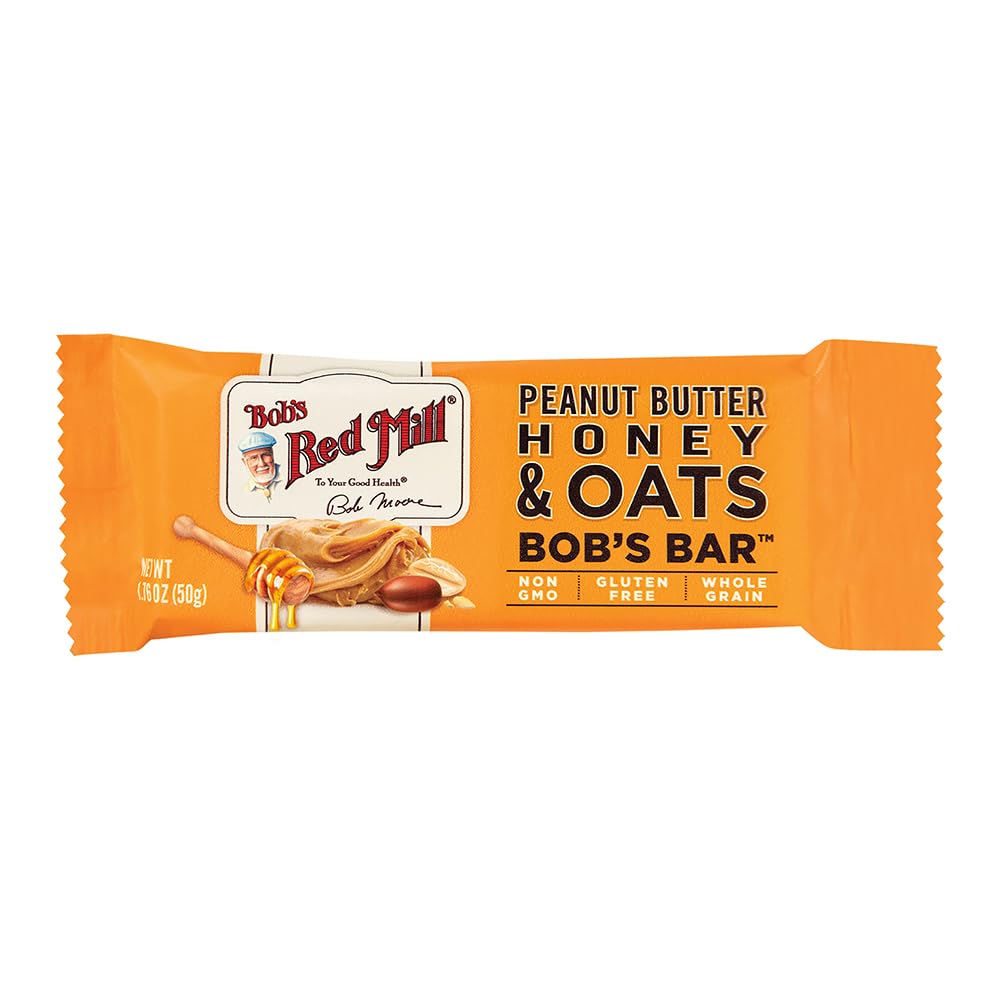 Bob's Red Mill Peanut Butter Honey & Oats Snack Bar – 1.76 Ounce (Pack of 1) - Gluten Free, Non-GMO, Whole Grain