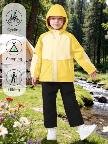 Image of Miipat Toddler Girls Rain Jacket Lightweight Waterproof Hooded Jackets Little Kids Windbreaker Outerwear Raincoats