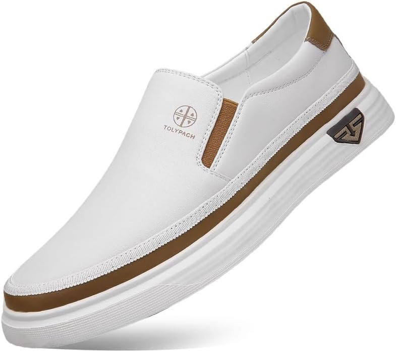 Trsorini Mens Casual Shoes Soft Comfortable Flat Lightweight Moccasin Classic Breathable Leather Men’s Shoes