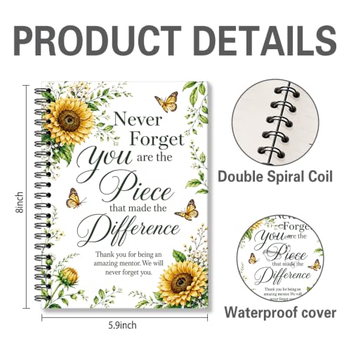 RZHV Never Forget You are the Piece that Made the Difference Sunflower Flower Spiral Notebook Hardcover College Ruled Lined Journal, Retirement Graduation New Job Notebook Gifts for Women Colleague - Image 2