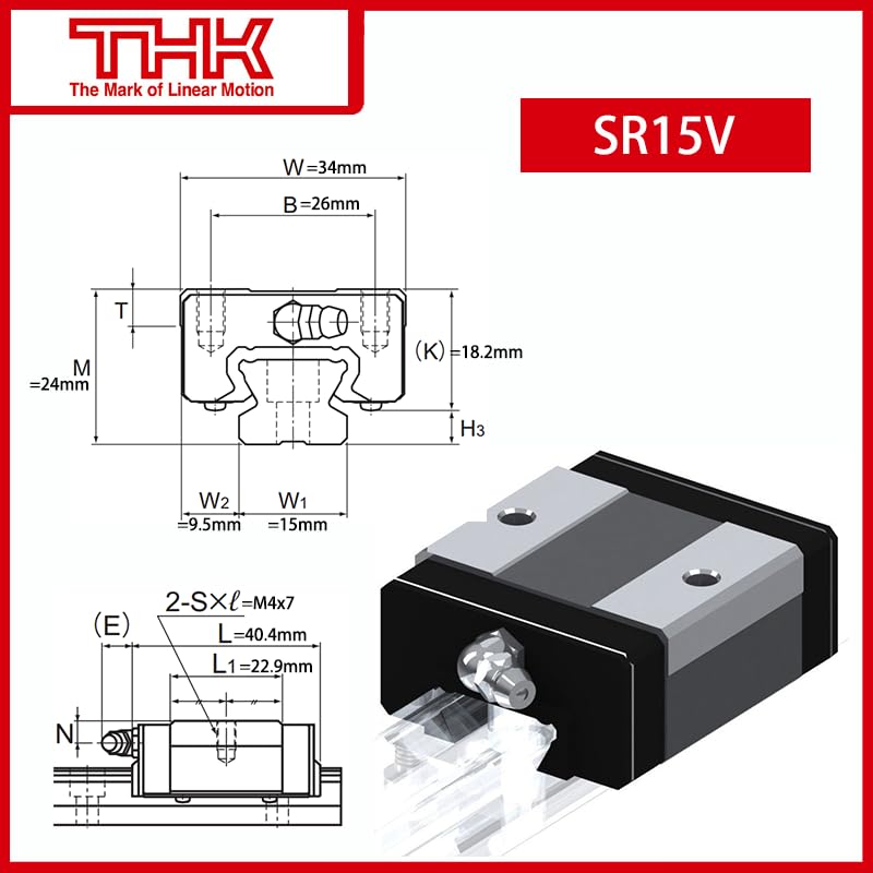 THK Linear Carriage SR 15 SR15 SR15V SR15V1UU/SS SR15V1UU/SS GK Block