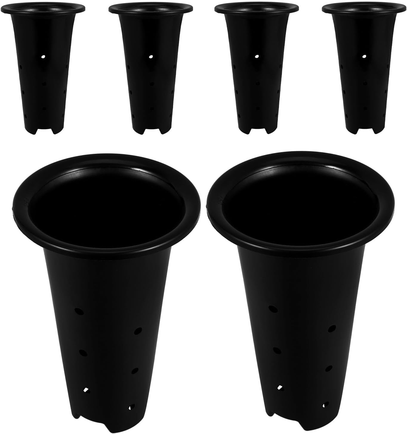 6pcs Black Tall Orchid Planter Pots with Drainage Holes, 150mm Diameter X 240mm Height Indoor Plant Pots for Garden and Home Use