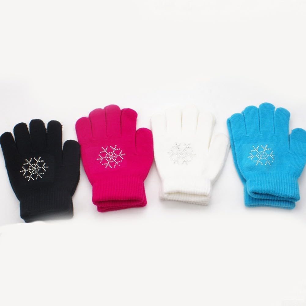 Guantes de patinaje de algodón cálido con agarre antideslizante en la palma de la mano, guantes elásticos adecuados para patinaje artístico y deportes de hielo