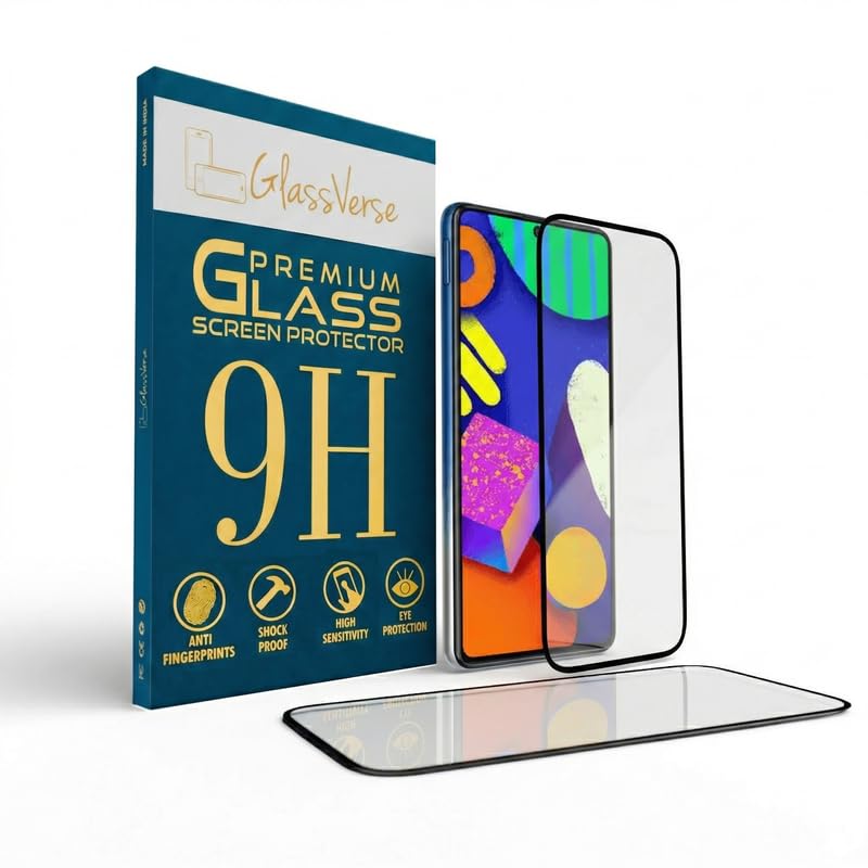 Image of GlassVerse SuperD Oleophobic Tempered Glass For Samsung Galaxy F62 (Pack Of 2) with Free Installation Kit Full screen Coverage Free Replacement If Received Damaged - 6.7 inch