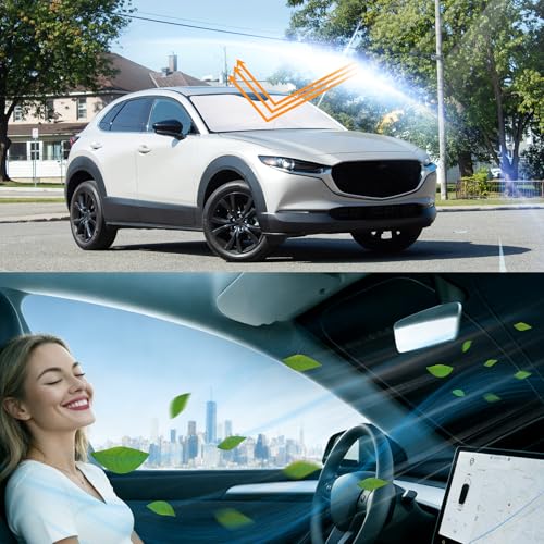 Image of Windshield Sun Shade for Mazda CX-30 2019-2024 2025 2026 CX30 | Foldable, Full covered for windshield, Block UV Rays, Heat Reduction, Easy to install, Keeps Car Cooler
