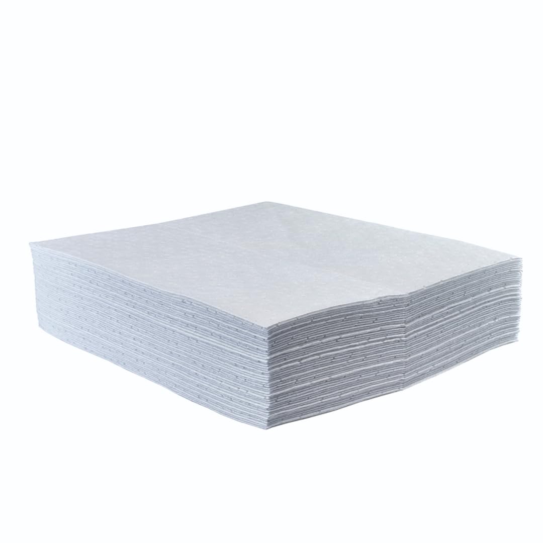 BearTOOLS Hoja absorbente de 50 cm x 40 cm (50 hojas, aceite y combustible), núcleo unido sónico completo con capa superior hilada, color blanco