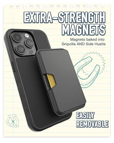 Image of Smartish iPhone 15 Pro Slim Case with Wallet for MagSafe iPhones - Gripmunk - Magsafe Compatible Thin Grip Cover + Detachable Magnetic Credit Card Holder - Black Tie Affair