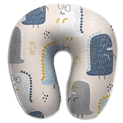 XCNGG Dinosaurio animado lindo personalizado en forma de U Almohada para el cuello Almohadas de viaje impresas Almohada para el cuello del avión, Personalidad Cubierta extraíble con cremallera Hipoale