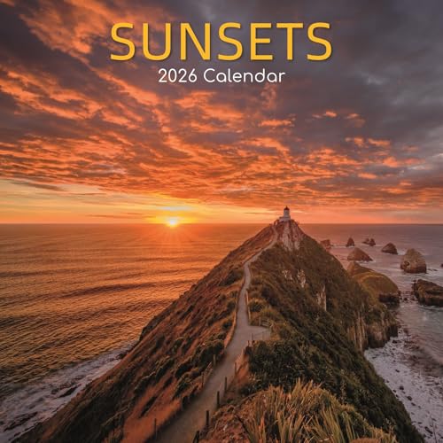 The Gifted Stationary Wandkalender 2026, quadratisch, Sonnenuntergänge, 16 Monate, Naturwelt, zum Aufhängen, Kalender mit 180 Erinnerungsaufklebern, Monatsplaner für Zuhause oder kreative Räume, 30,5