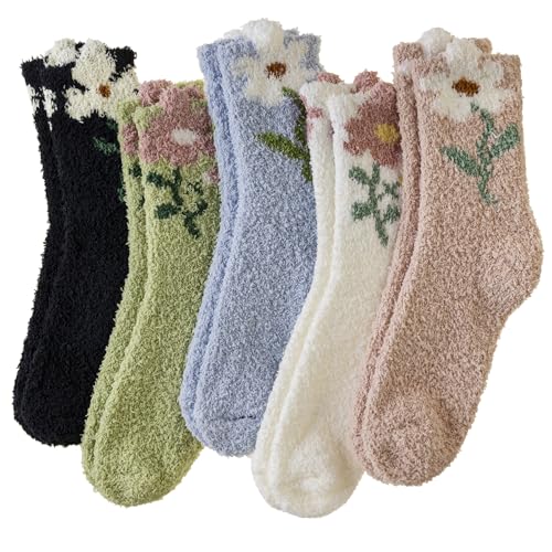 Image of Velice Womens Fuzzy Socks Soft Cozy Fluffy Slipper Winter Thick Warm Plush Sleeping Christmas Socks