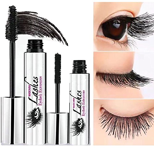 4D Fiber Lash Mascara by PrettyDiva, Waterproof Liquid Eyelash Extensions Mascara Cream with Crazy-long Silk Fiber - Black