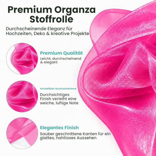 Trimming Shop Organza-Rolle, 25 m x 29 cm, schneetransparenter Glitzerstoff, elegantes Dekotuch für Stuhl, Schleife, Tischläufer… – Ansicht 3