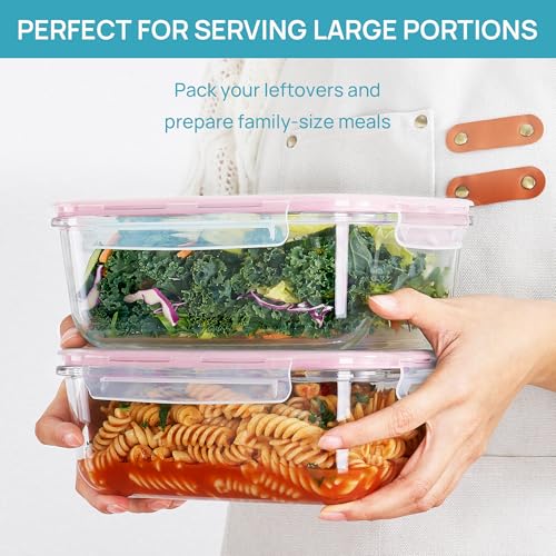 Image of Vtopmart 2Pack 1860ml /63oz Large Glass Storage Containers With Lids, Pink