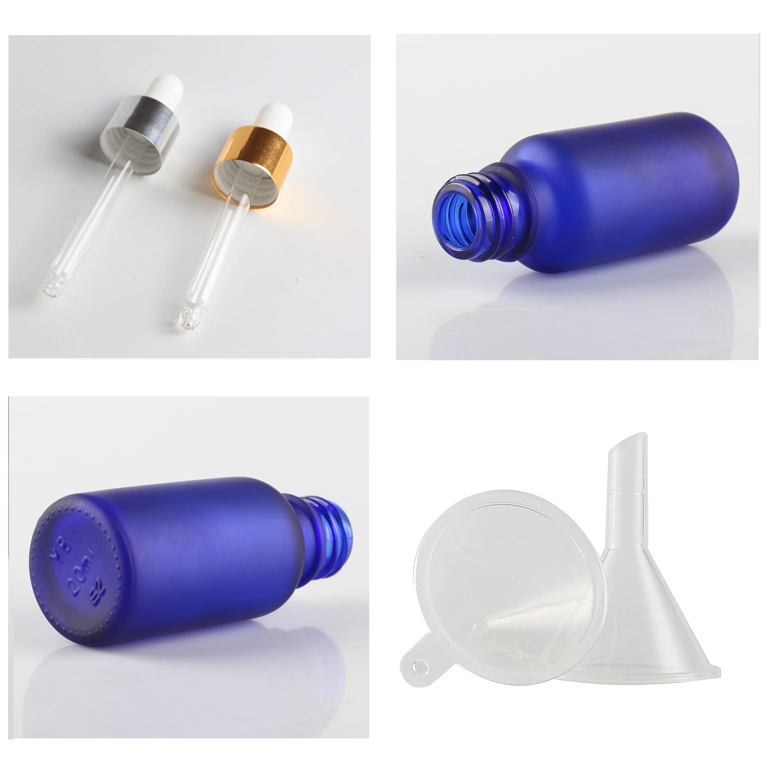 12 Pieza, 100ml Mate Azul Botellas de Cristal con Pipeta, Frasco Cuentagotas Cristal con Tapón de Rosca Plata, para Aromaterapia Aceites Esenciales