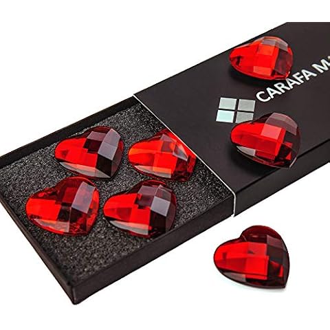 Red Heart Shape Fridge Magnets 7-Pack - Pretty Gift for Women Mom Daughter - V-Day Heart Decor Cover