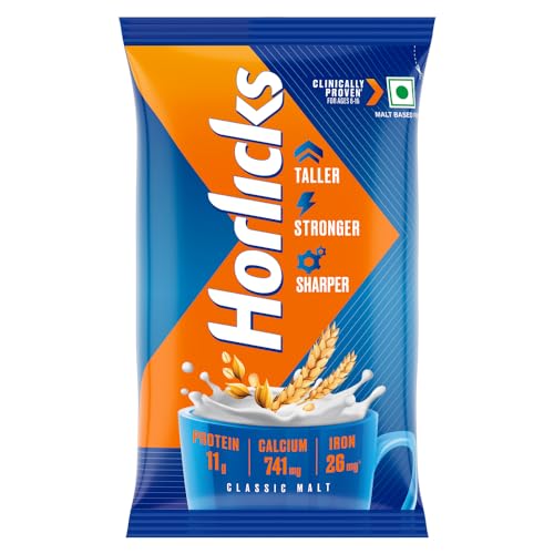 Image of Horlicks Health & Nutrition Drink for Kids, 1kg Jar | Classic Malt Flavor | Supports Immunity & Holistic Growth | Health Mix Powder & Horlicks Classic Malt Standard 400 /450gm Pouch (weight may vary)