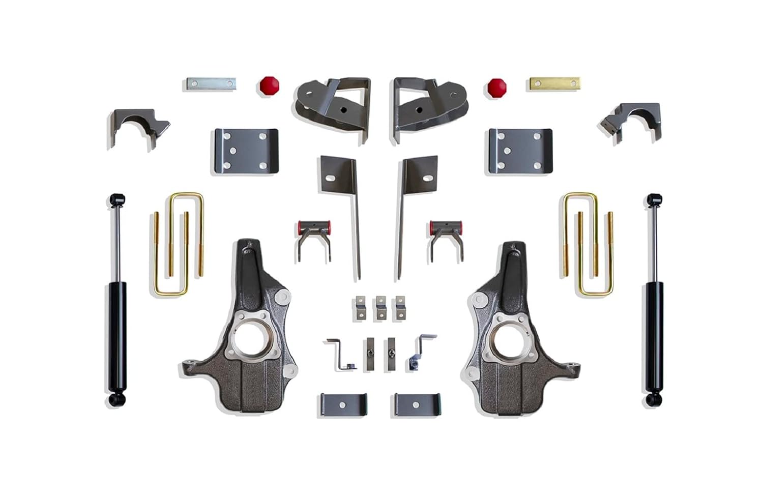 MaxTrac Suspension 2019-2022 Compatible with Chevrolet Silverado 1500 2019-2022 Compatible with GMC Sierra 1500 2WD 4WD 2"/4" Drop Height Lowering Kit with Spindles KS331924