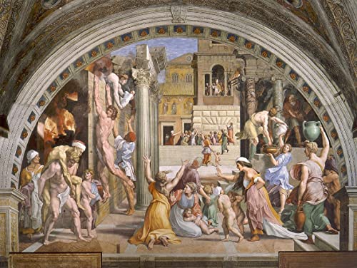 Toile Incendio Del Borgo de Raffaello Sanzio pour décoration murale grand format salon