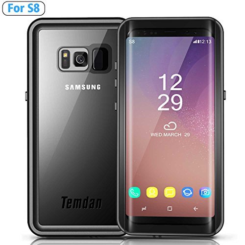 Temdan Galaxy S8 Waterproof Case Rugged Built in Screen Protector with Floating Strap Shockrproof Waterproof Case for Samsung S8 (5.8inch)- Black