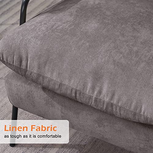 Mcombo Modern Accent Recliner With Ottoman, Linen Fabric Armchair With Adjustable Backrest, Single Sofa Chair For Living Room Bedroom 4055 (Dark Grey) #TOP6