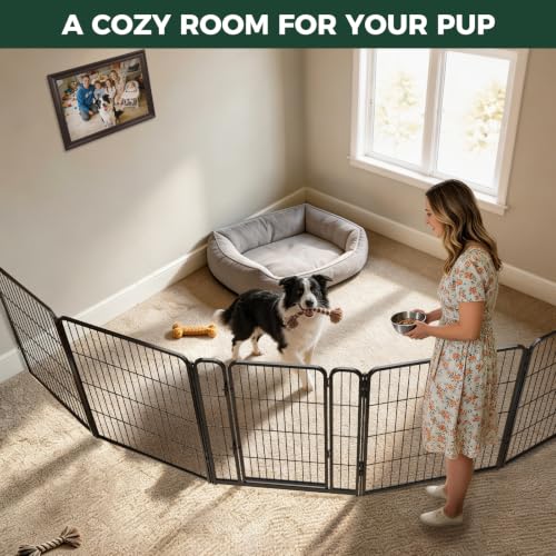 Image of FXW Homeplus Indoor Dog Playpen with Fence-to-Wall Anchors, 32 inch H, 6 Panels
