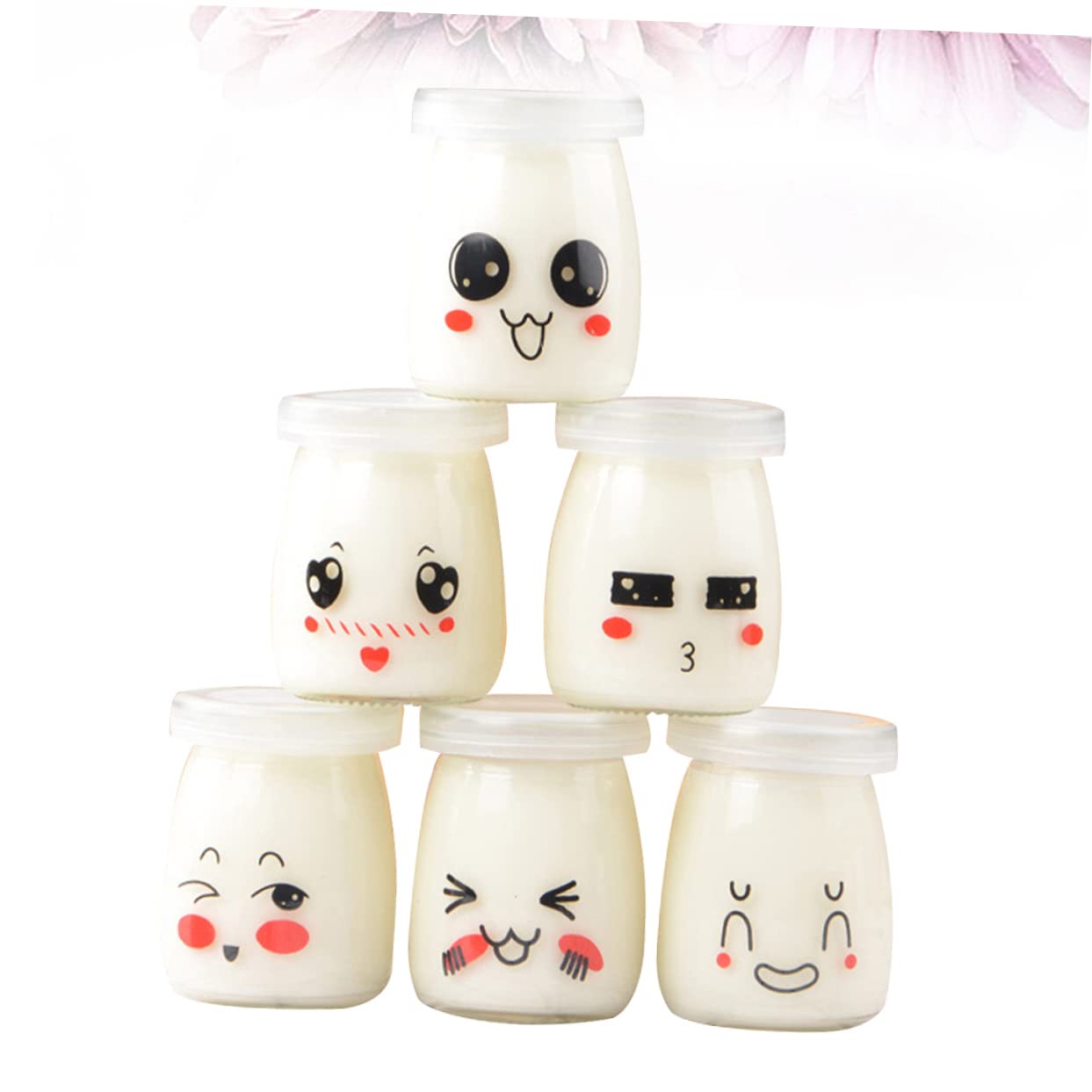 Pots de Yaourt en Verre 200ml Lot de 6, Réutilisables Résistants Chaleur