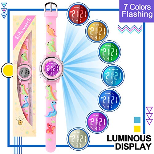 Viposoon Watch For Kids Girls, Watch For Girls Age 3-10 Dinosaurs Toys For Kids Age 4 5 6 7 8 9 10 Birthday Gifts For Girls Age 3-10 Xmas Stuff For Girls Age 3-10 #TOP3