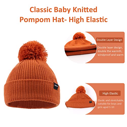 Baby Boy Dinosaur Hat Toddler Boys Winter Knitted Beanie Cute Pompom Hats for Kids3