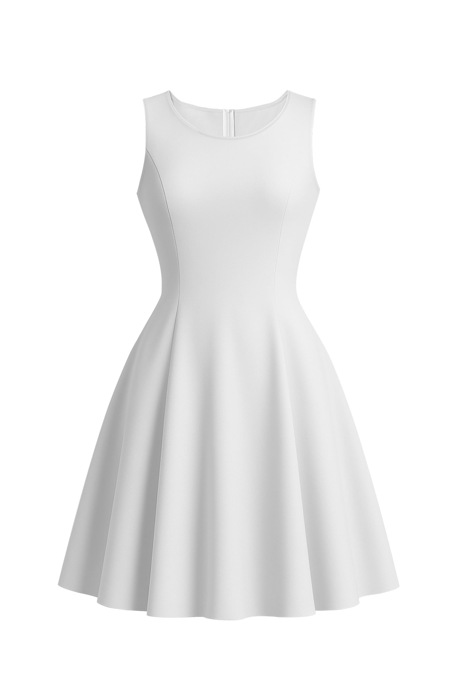 Nmoder Women's Sleeveless A-Line Fit and Flare Little Short Dress Summer Crewneck High Waist Mini Party Dresses