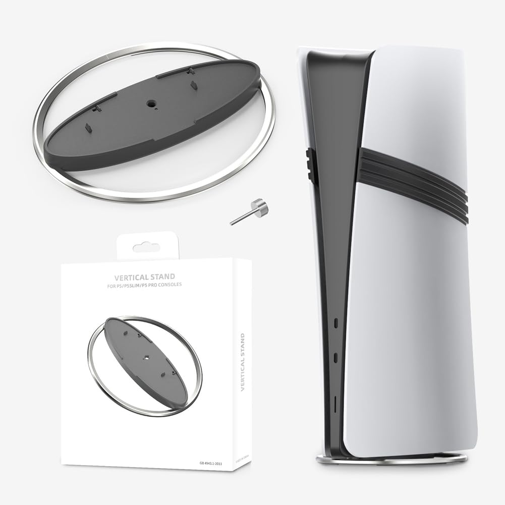 Base Antideslizante de Soporte Vertical de Metal Consola PS5 Pro/PS5 Slim/PS5 (Gris)