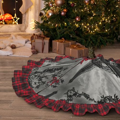 Jupe de sapin de Noël Tour Eiffel pour une déco de ferme