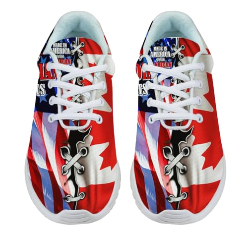 Canadian American Flag Shoes for Women Men Trail Running Casual Fashion Sneakers Slip-on Tennis Shoes