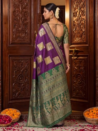 Image of AKHILAM Women's Kanjivaram Pure Soft Silk Saree For Women Saree With Unstitched Blouse Piece |Soft banarasi saree for women|silk saree pure silk