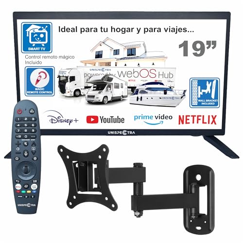 Unispectra ® 19” Smart TV (webOS) ELED + Magic Remote. 230v 24v. Triple SINTONIZADOR TDT, Sat y Cable. 3xHDMI. Televisores de 12V para Autocaravanas, Caravana TV, Camión, Barco
