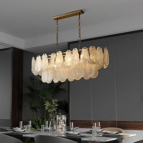 Image of LOVEDIMA Gold Multi-Tier Lantern Pendant Lighting,Cloud Glass Metal Kitchen Island Chandeliers Hanging Ceiling Light Fixtures