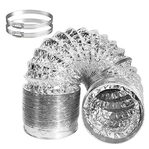 HG Power Tubo Flexible de Aluminio de 150mm, Longitud de 3m, Tubo Flexible Campana Extractora Conducto, con 2 Abrazaderas Metalicas para Tubos