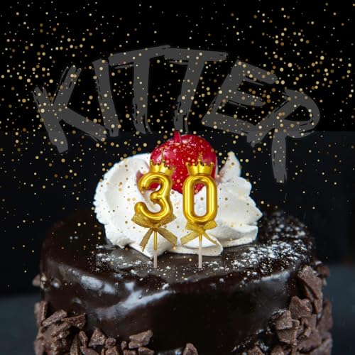 Image of KITTER 1 Pc 0 Number Candle for Birthday Cake, Number 0 Birthday Cake Decoration Zero Candle with Crown on Top Metallic Golden Crown Candles Cake Topper Anniversary Candles (Pack of 1, Gold color)