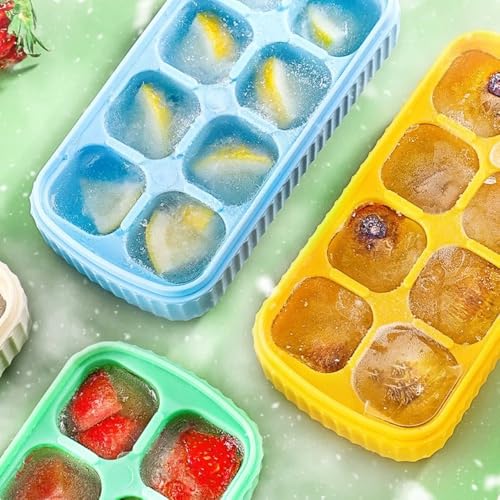 Image of 8 Large Hexagon Ice Cube Mould | Silicone Ice Cube Tray | Stackable Flexible Easy Release Freezer Tray for Ice, Juice, Chocolate & Drinks (Pack of 1)