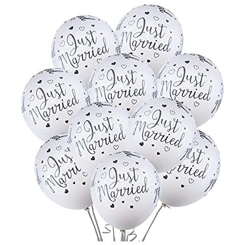 FDDE 100 Pieces Wedding Balloons, Just Married Party Decorations, Balloons for Engagement, Wedding Decor Balloons, Birthday Balloons, for Weddings, Proposals, Engagements, Parties (White) Cover