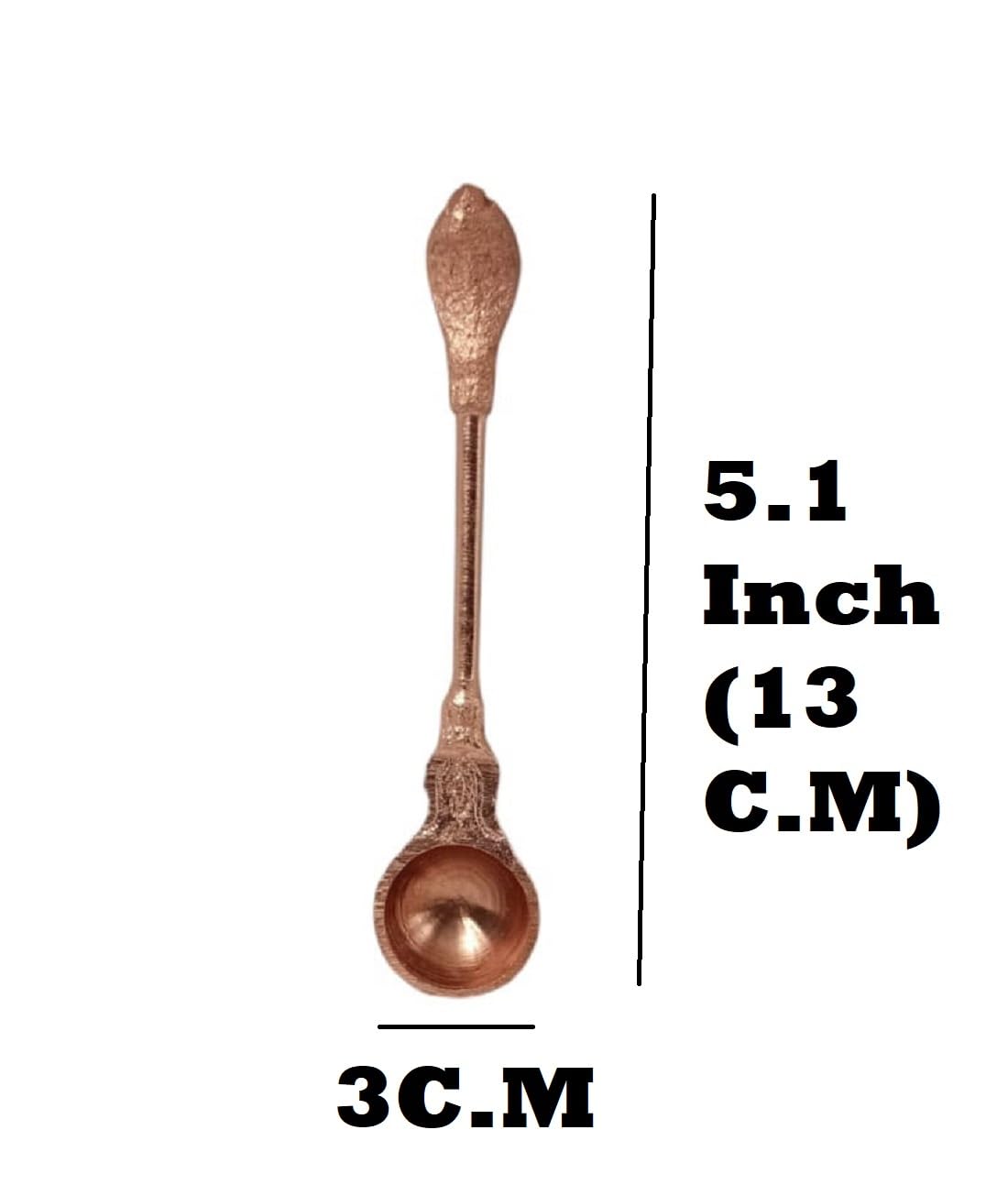 Denique Traditional Handcrafted Copper Achmani Spoon Udarni,Snake Charnamrit Spoon panchpathiram panchapalli for Pooja,5.1 inch (1) 4