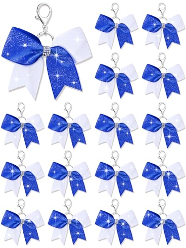 Image of Tondiamo Cheer Bow Keychain Cheer Keychain with Rhinestones Cheerleader Keyrings for Team Gift Cheerleading Sports Accessory