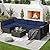 SUNCROWN 7-Piece Outdoor Patio Furniture Sofa Set All-Weather Black Wicker Sectional Cushioned Washable Seat Conversation Set with Modern Glass Coffee Table and Cushions (Dark Blue)