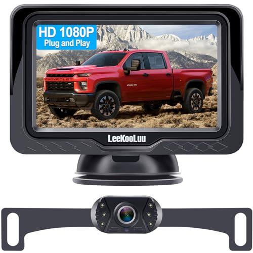 Backup Camera Easy Setup Plug-Play: HD 1080P No-Delay Waterproof – Clear Night Vision Rear View Camera with Monitor for Car Truck SUV – LK3